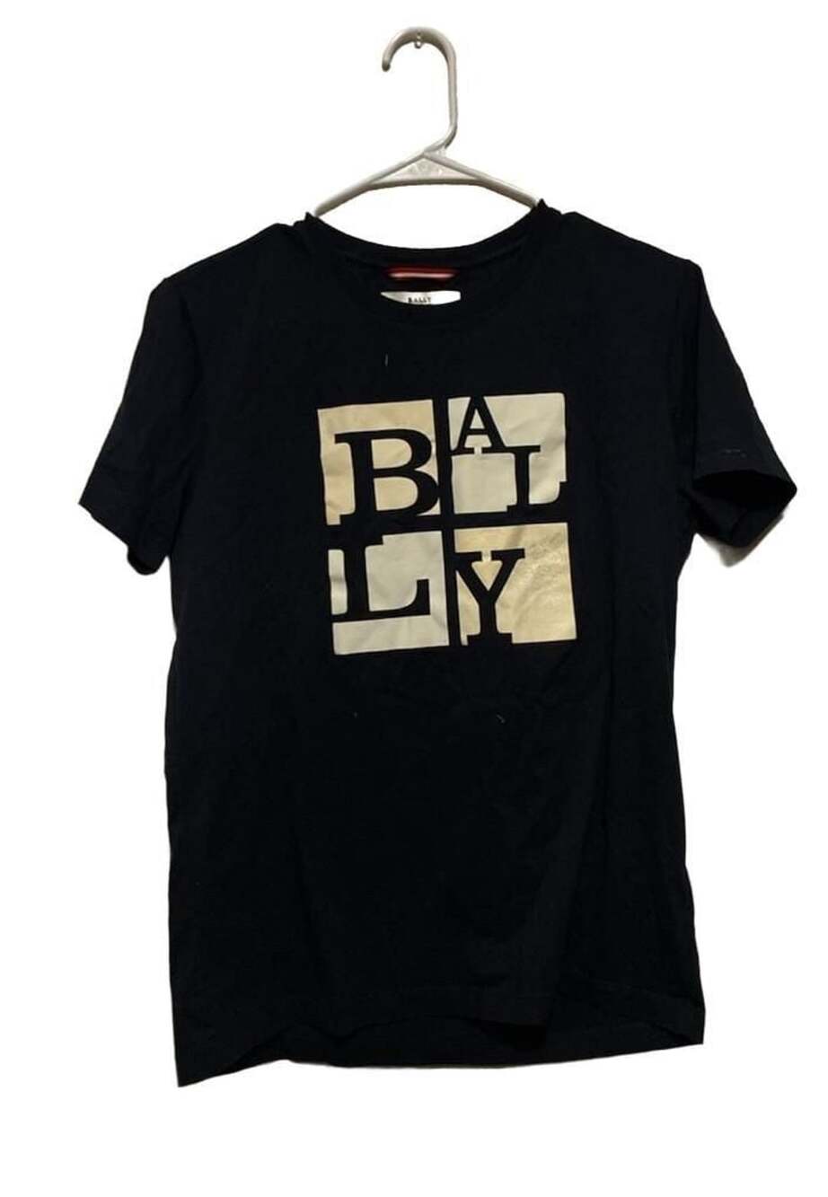 Bally Graphic Print Crew Neck T-Shirt Size 38 Navy Blue Cotton